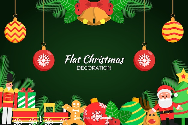 Flat christmas decoration with flat design