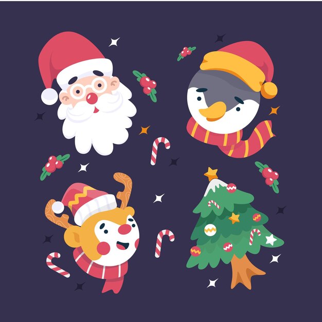 Flat christmas elements collection