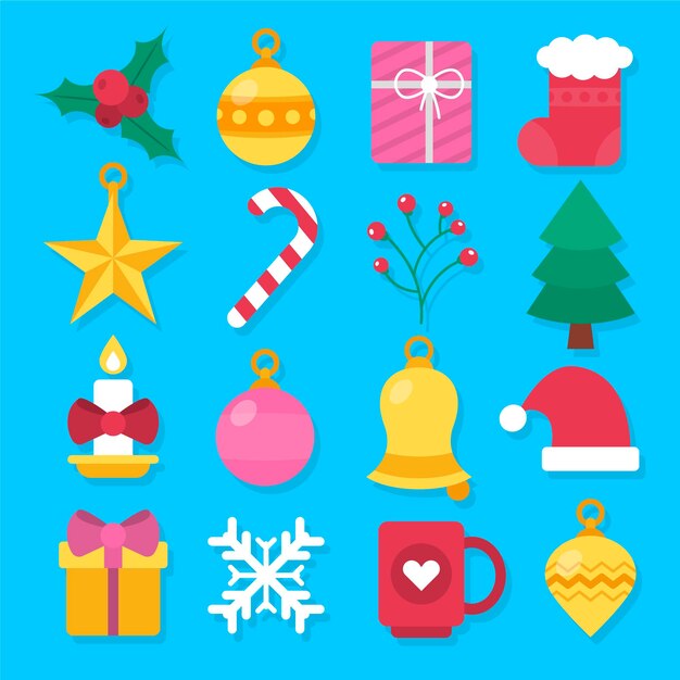 Flat christmas elements collection