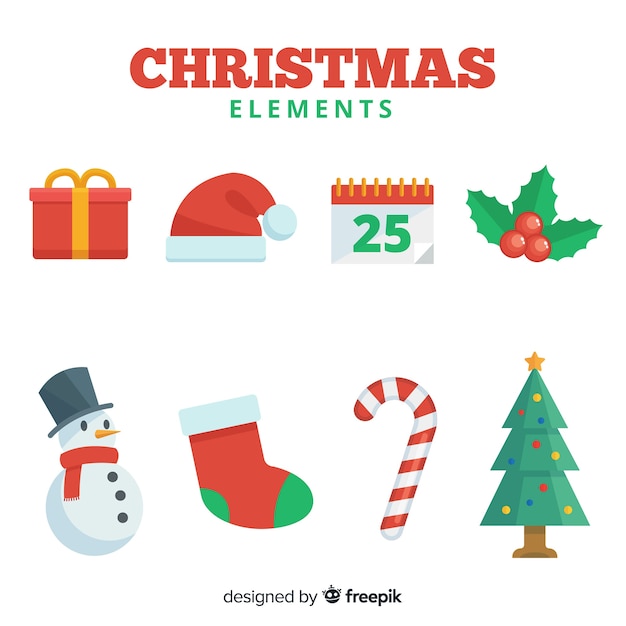 Flat christmas elements set