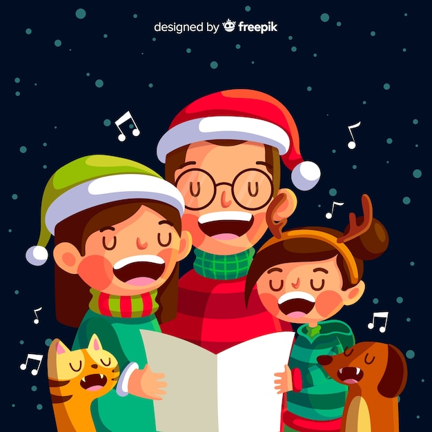 Free Vector flat christmas family scene