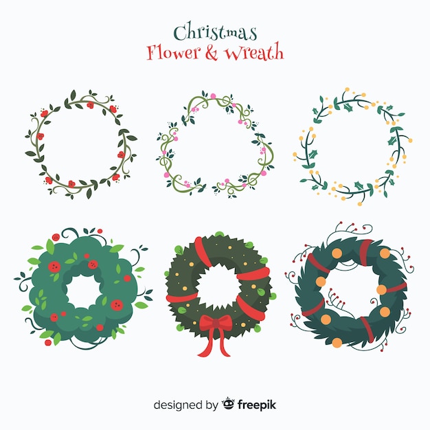 Free Vector flat christmas flowers collection