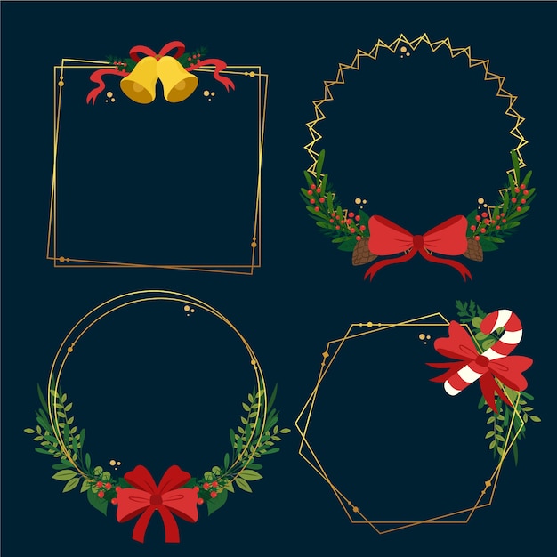 Flat christmas frame template