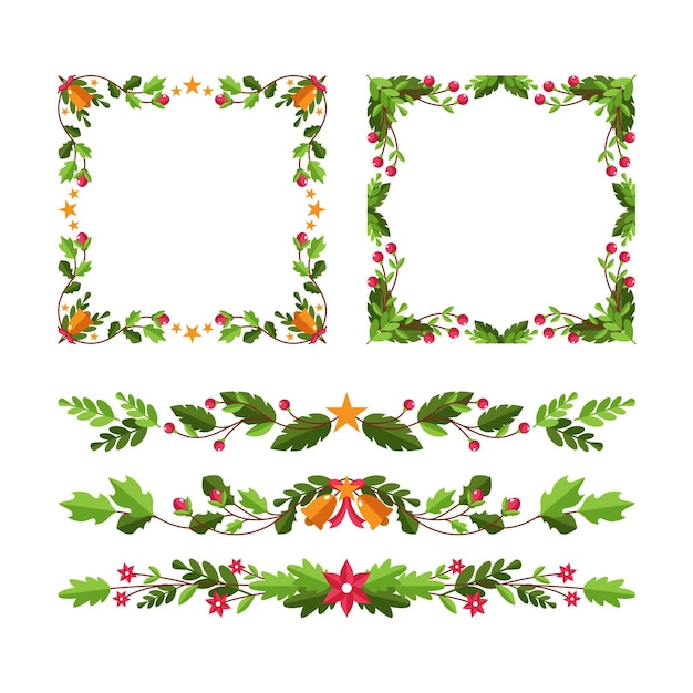 Free Vector flat christmas frames and borders collection