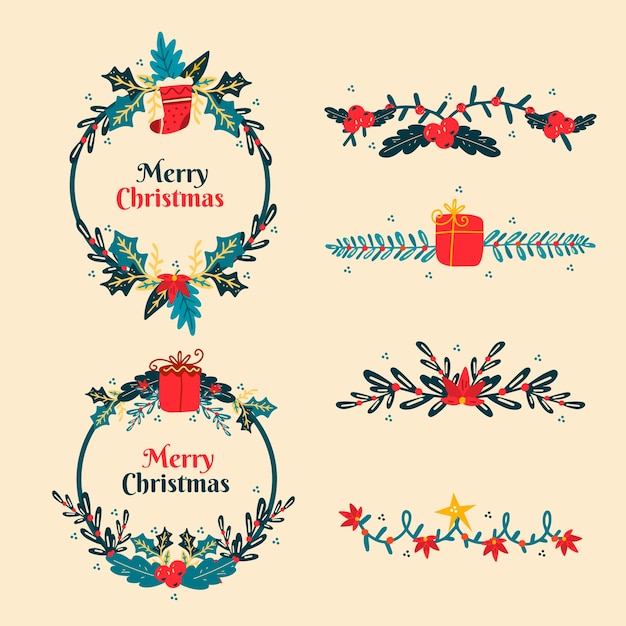 Flat christmas frames and borders collection