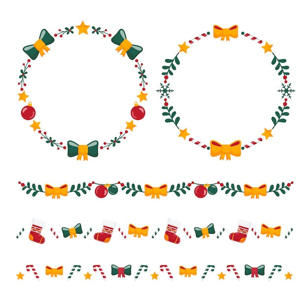 Free Vector flat christmas frames and borders collection