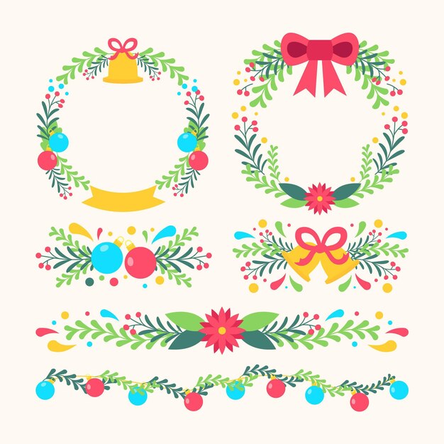 Flat christmas frames and borders