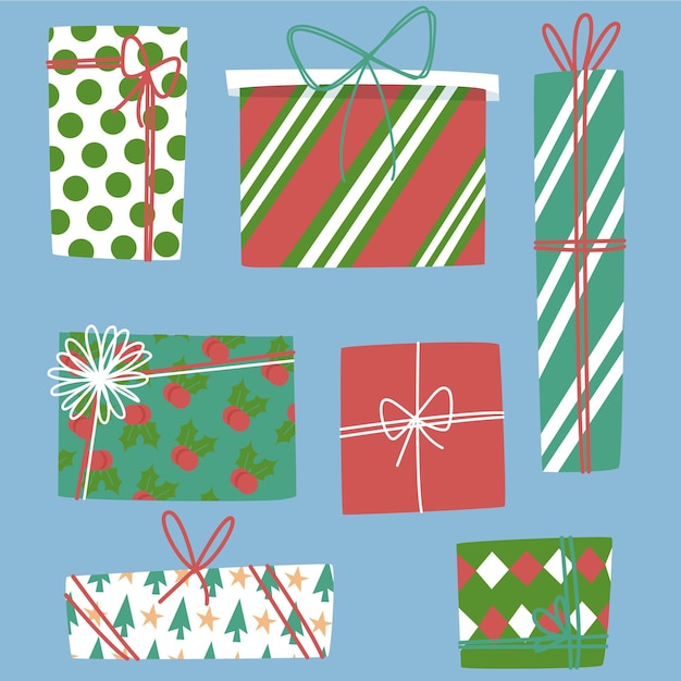 Free Vector flat christmas gift collection