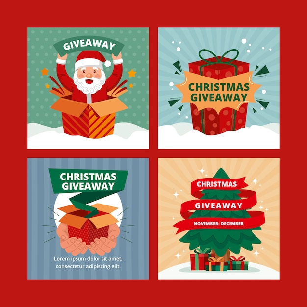 Flat christmas giveaway instagram posts collection