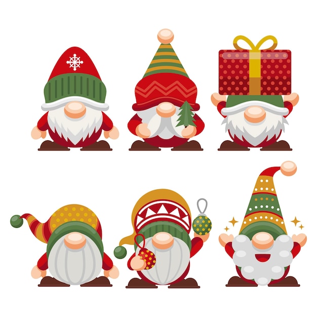 Flat christmas gnomes collection