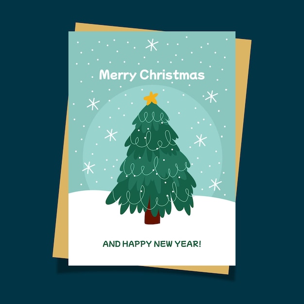 Flat christmas greeting card template