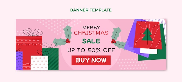 Flat christmas horizontal banner