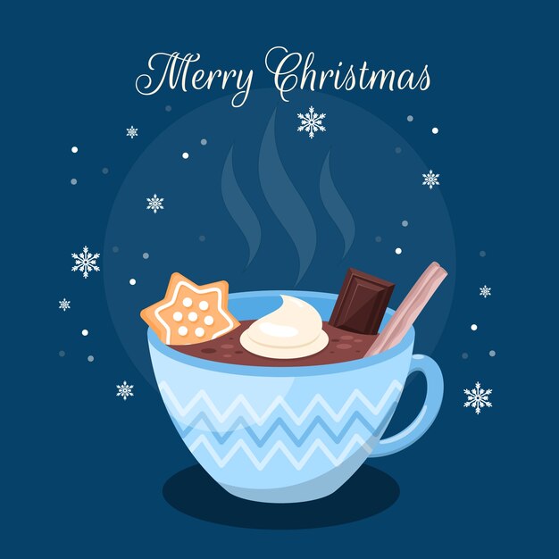 Flat christmas hot chocolate illustration