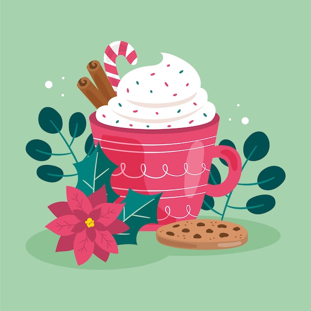 Free Vector flat christmas hot chocolate illustration