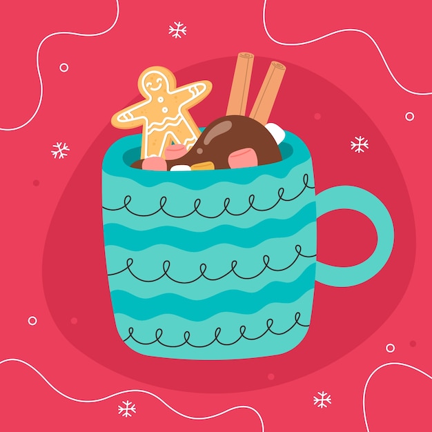 Free Vector flat christmas hot chocolate illustration