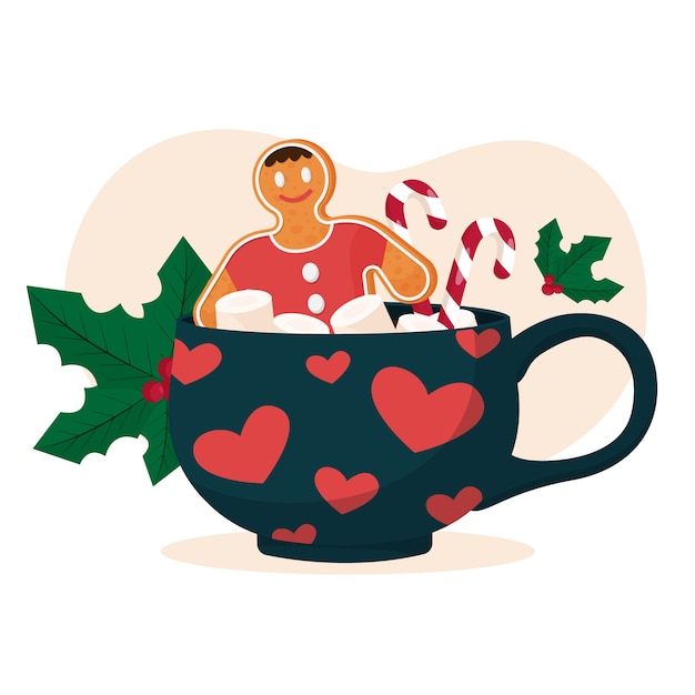 Free Vector flat christmas hot chocolate illustration