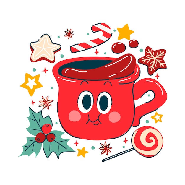 Free Vector flat christmas hot chocolate illustration