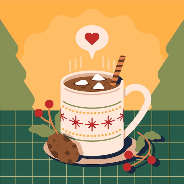 Free Vector flat christmas hot chocolate illustration