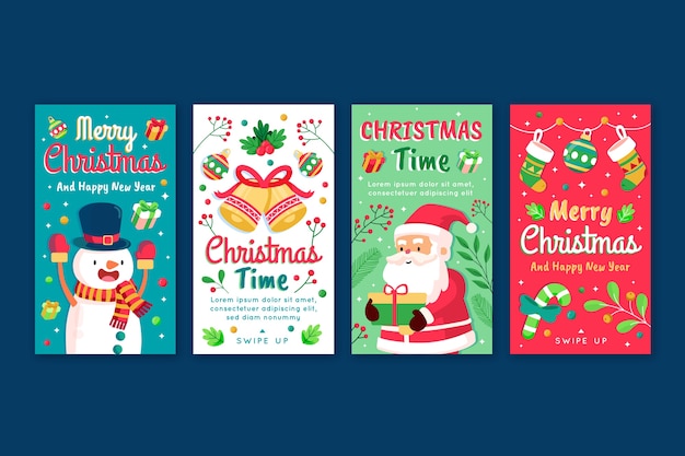 Flat christmas instagram stories collection