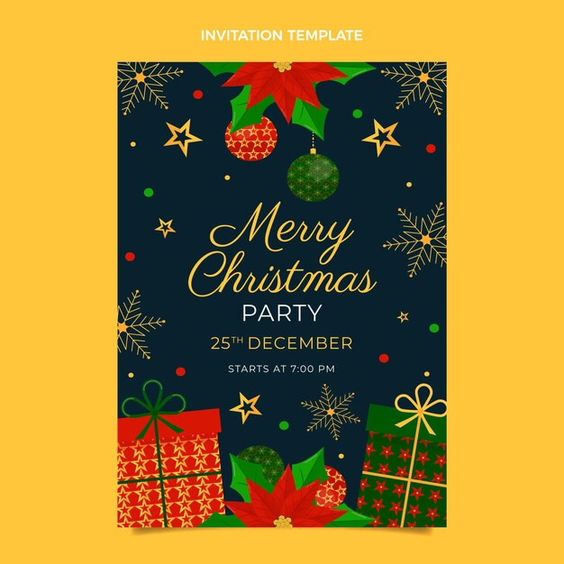 Flat christmas invitation template