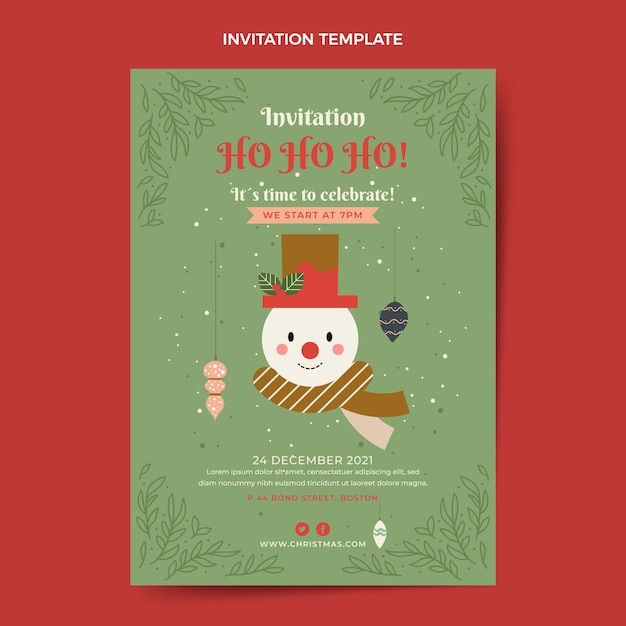 Free Vector flat christmas invitation template