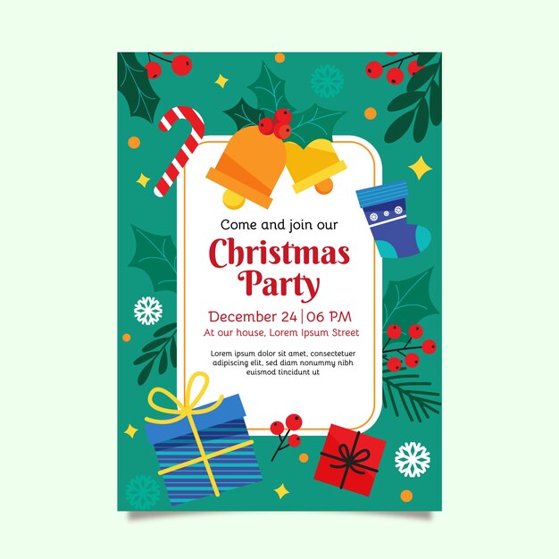 Flat christmas invitation template