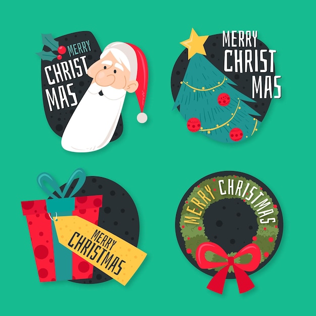 Free vector flat christmas label collection