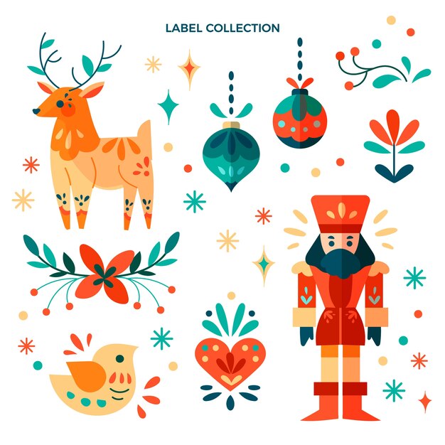 Flat christmas labels collection