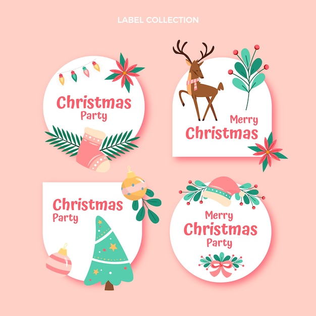 Free vector flat christmas labels collection