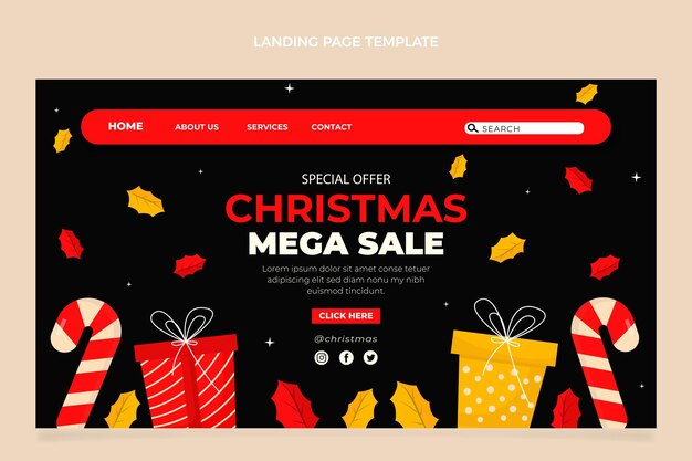 Flat christmas landing page template