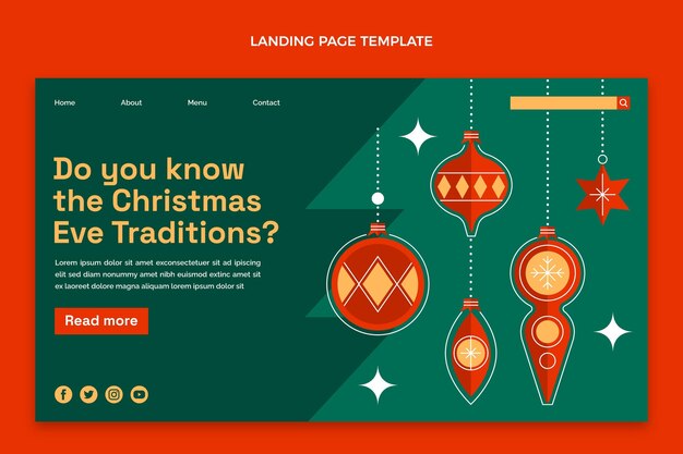 Flat christmas landing page template