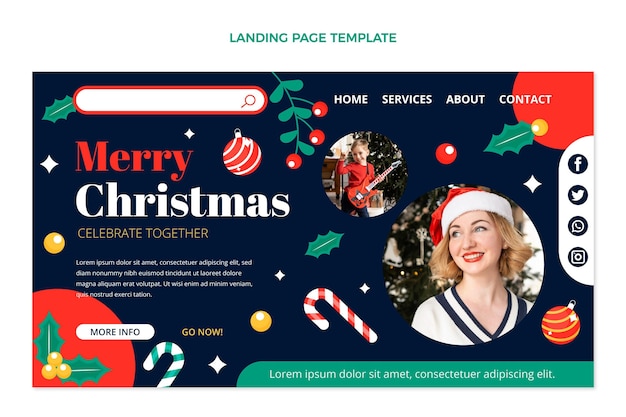 Flat christmas landing page template