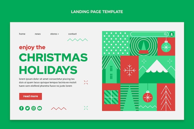 Flat christmas landing page template