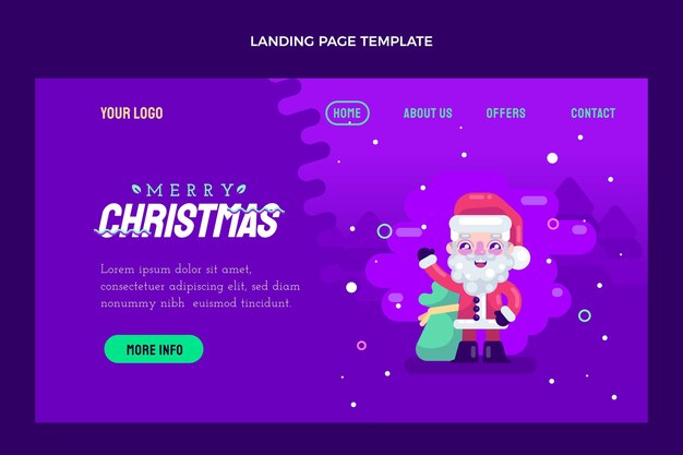 Flat christmas landing page template