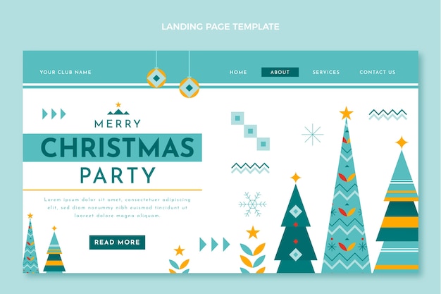 Flat christmas landing page template