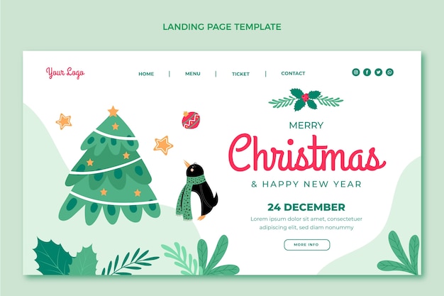 Flat christmas landing page template