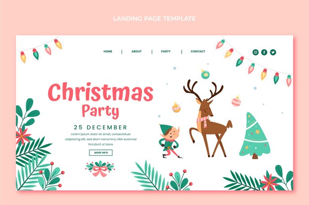 Flat christmas landing page template