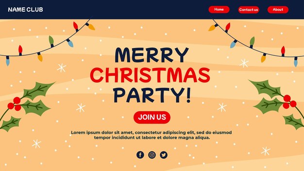 Flat christmas landing page template