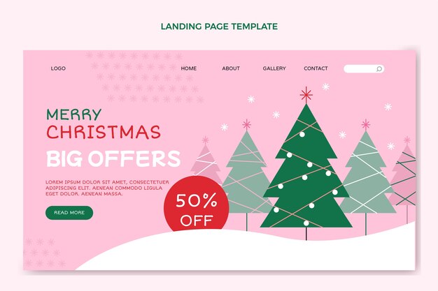 Flat christmas landing page template