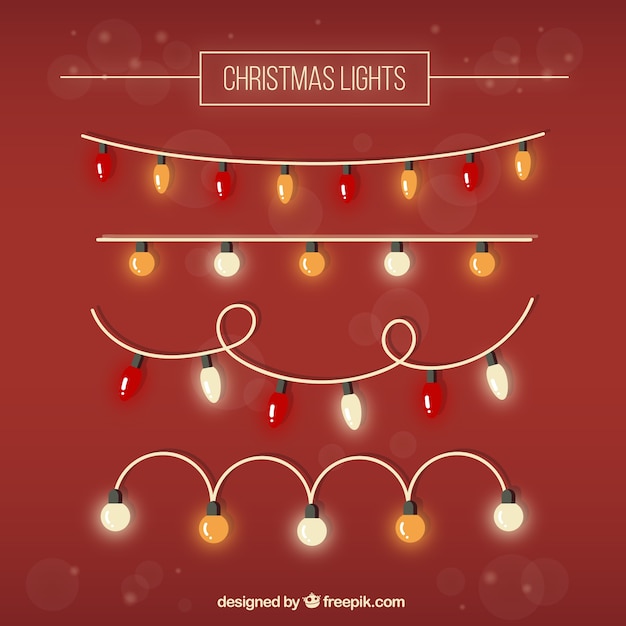 Free vector flat christmas lights collection