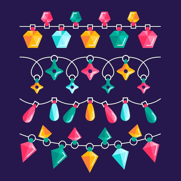 Free vector flat christmas lights collection