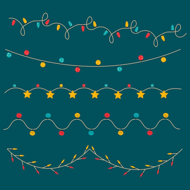 Free vector flat christmas lights collection