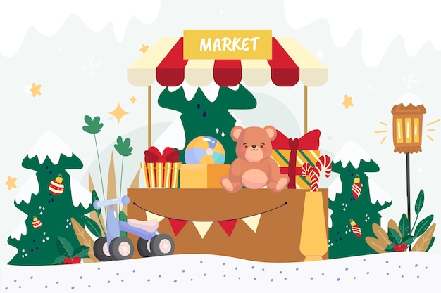 Free Vector flat christmas market illustration