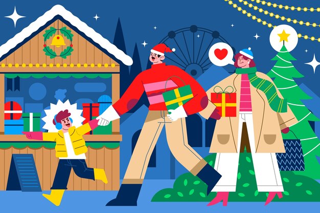 Flat christmas market illustration