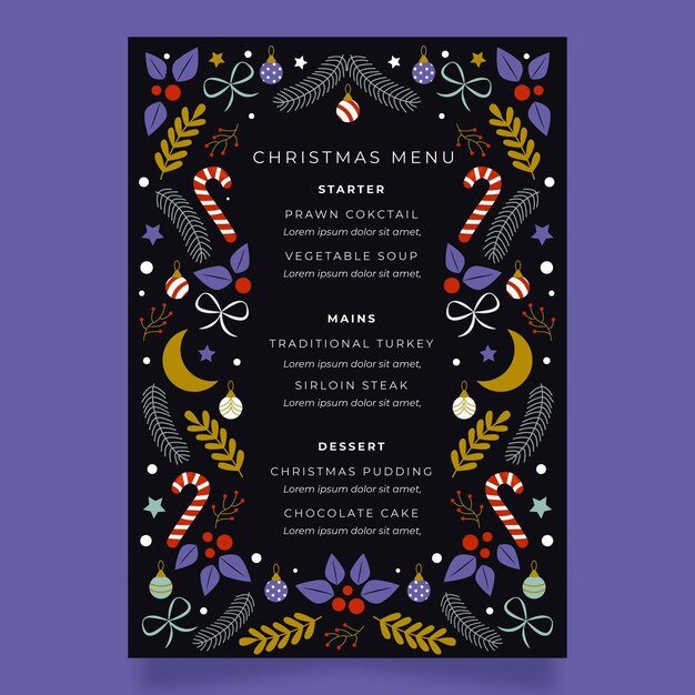 Flat christmas menu template