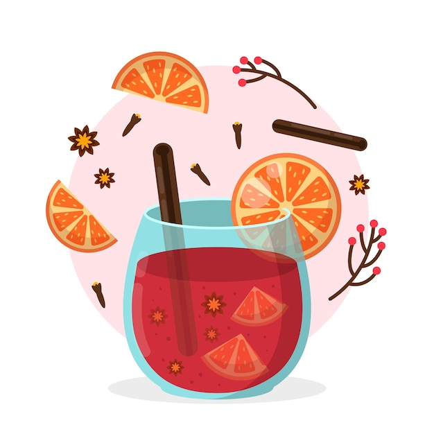 Flat christmas mulled wine illustration