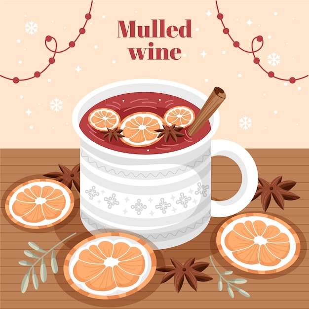 Free Vector flat christmas mulled wine illustration