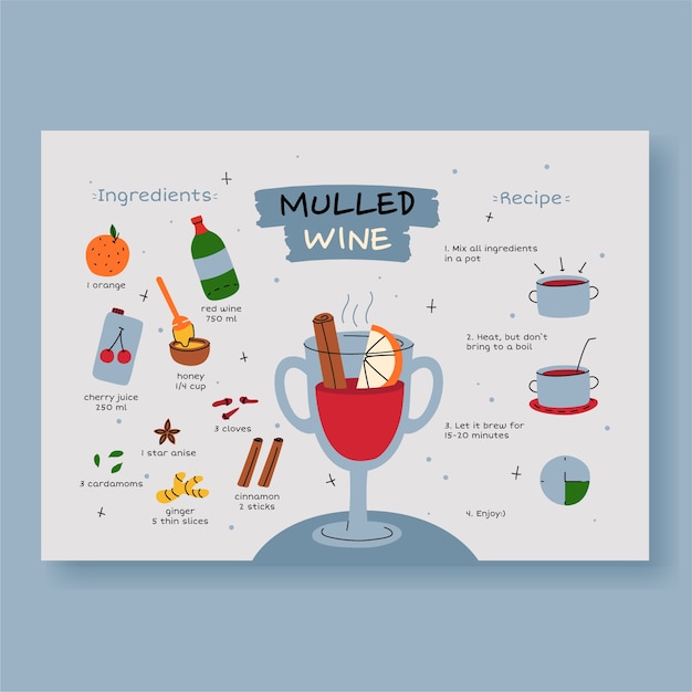 Free Vector flat christmas mulled wine illustration