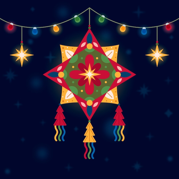 Flat christmas parol illustration