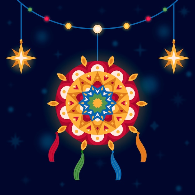 Flat christmas parol illustration